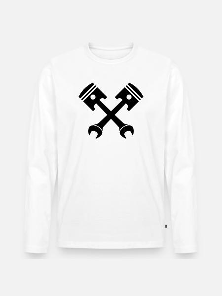 Crossed piston key emblem - Men's Premium Organic Long Sleeve Shirt - white