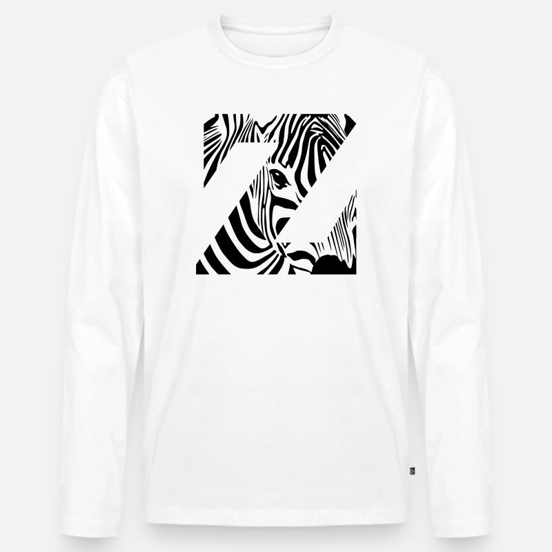 Zebra Mix Mono Black - Männer Premium Bio Langarmshirt - Weiß