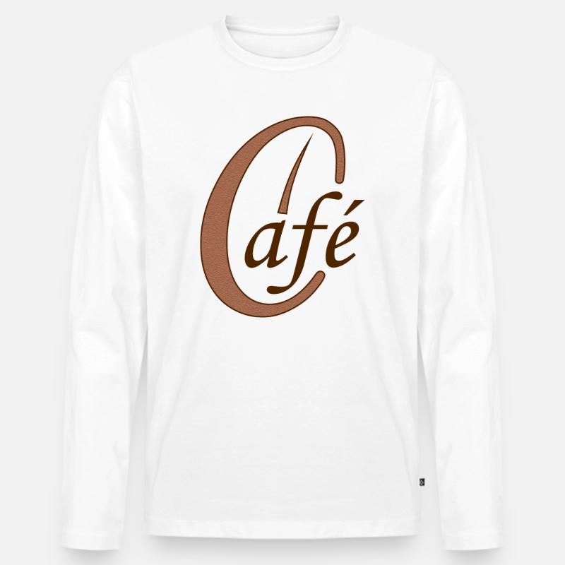 Kaffeebohne Café Kaffee - Männer Premium Bio Langarmshirt - Weiß