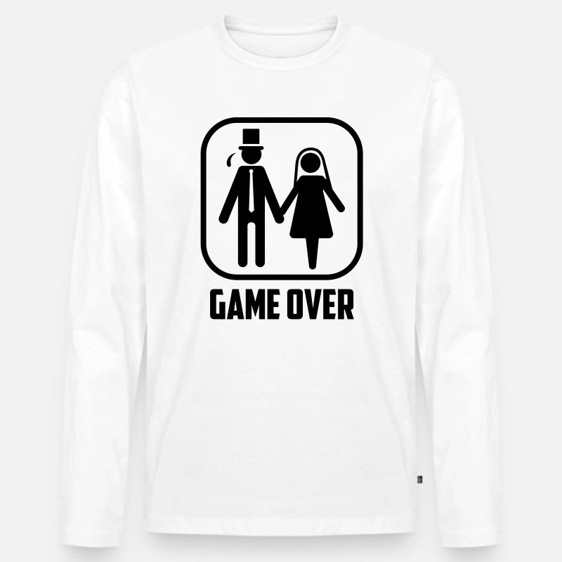 Junggesellen abschied game over Hochzeit - Männer Premium Bio Langarmshirt - Weiß