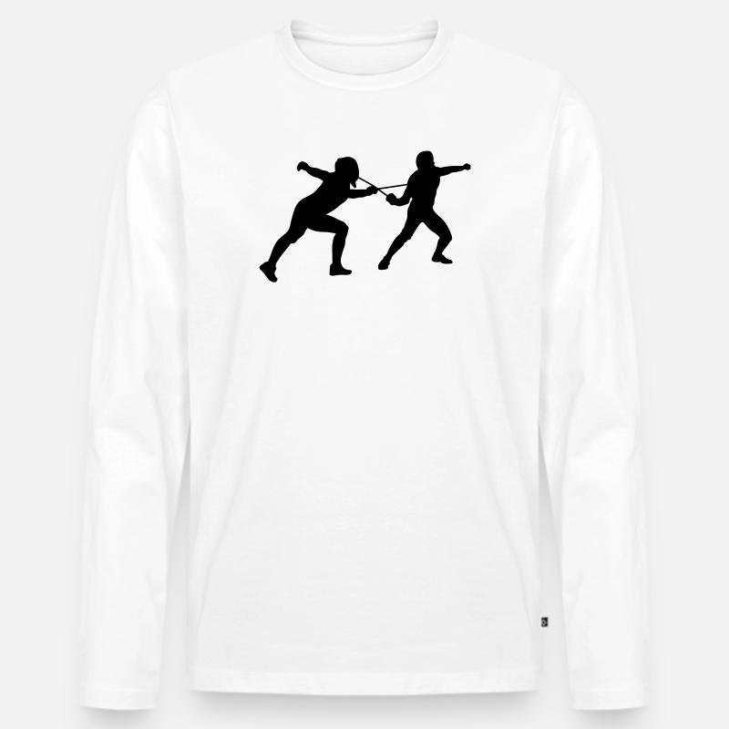 Fechten - Männer Premium Bio Langarmshirt - Weiß
