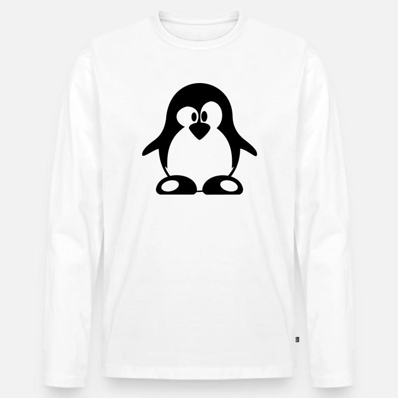 pinguin - Männer Premium Bio Langarmshirt - Weiß