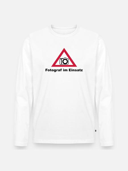 fotograf im Einsatz - Männer Premium Bio Langarmshirt - Weiß