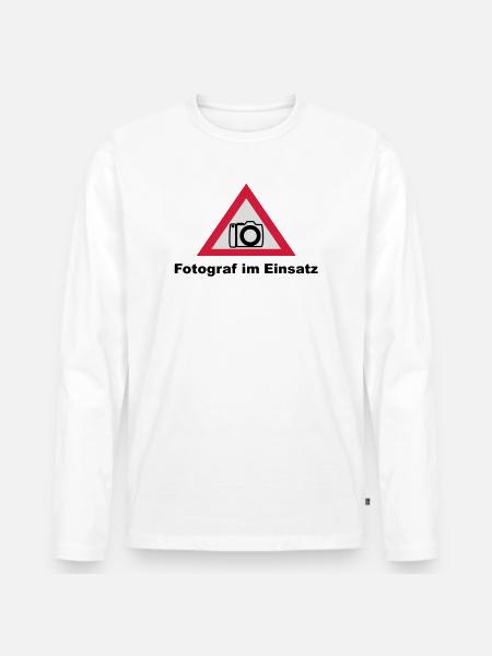 Fotograf im Einsatz - Männer Premium Bio Langarmshirt - Weiß