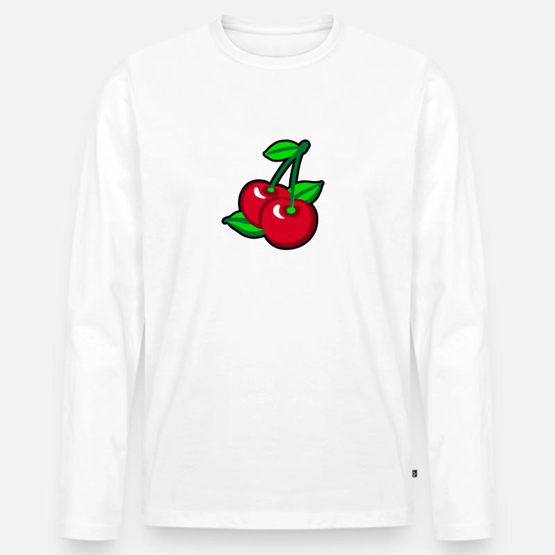 Red Cherries for cherry pickers - Männer Premium Bio Langarmshirt - Weiß