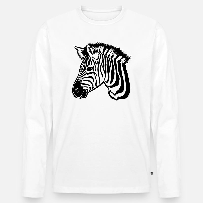 zebra dark - Männer Premium Bio Langarmshirt - Weiß