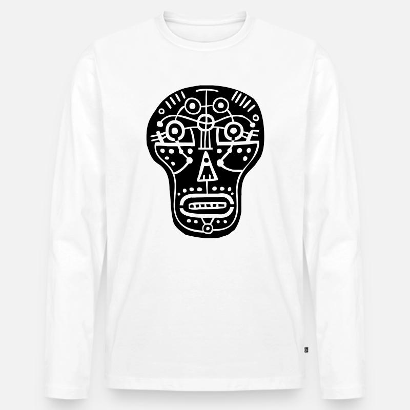 Totenkopf - Männer Premium Bio Langarmshirt - Weiß