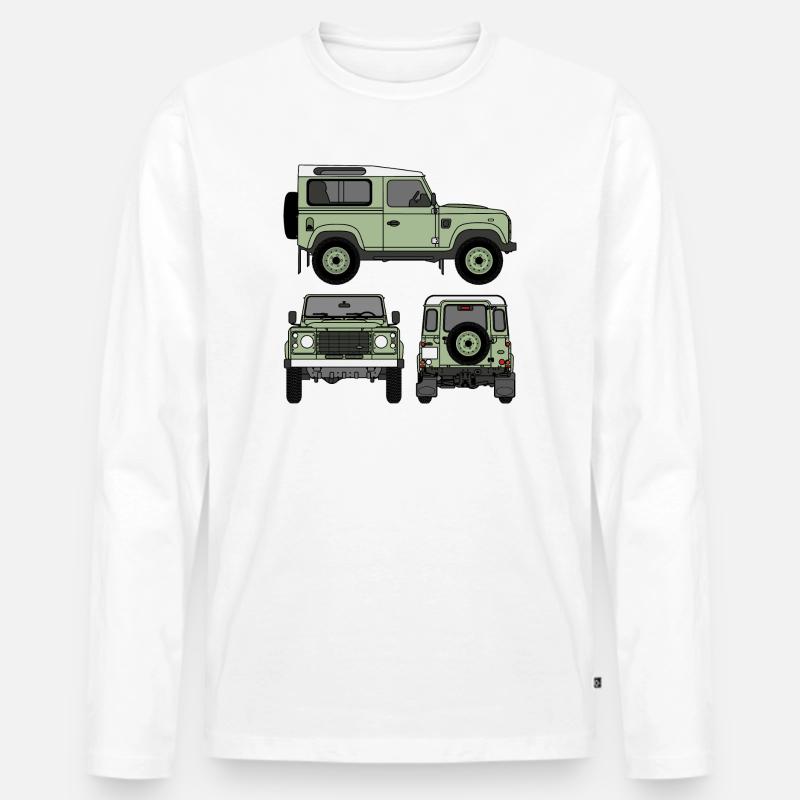 Defender 90 - Seiten - Männer Premium Bio Langarmshirt - Weiß