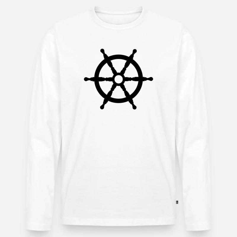 Steuerrad - Männer Premium Bio Langarmshirt - Weiß