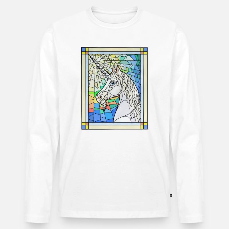 Einhorn in Glas - Männer Premium Bio Langarmshirt - Weiß