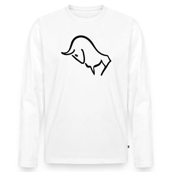 charging bull - Men's Premium Organic Long Sleeve Shirt - white - Front - Nico (187cm)