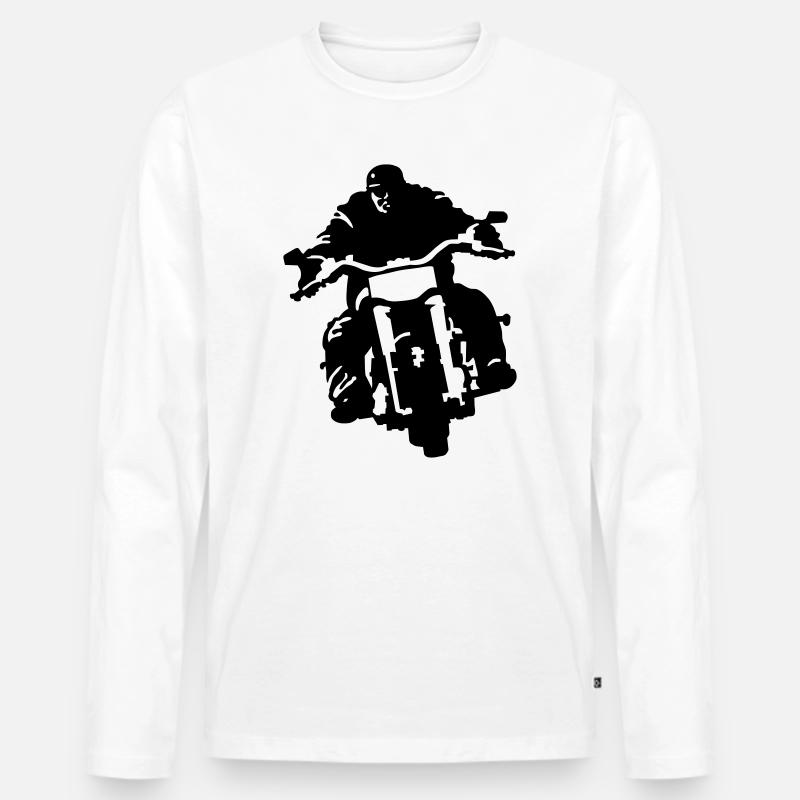 Biker - Männer Premium Bio Langarmshirt - Weiß