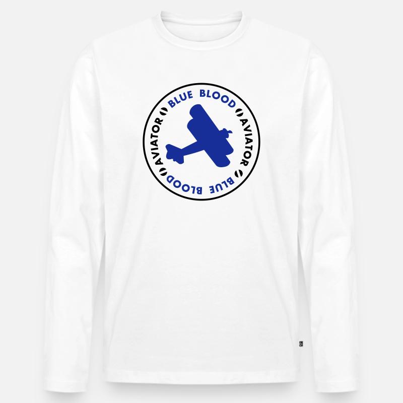 Aviator- blue blood - Männer Premium Bio Langarmshirt - Weiß