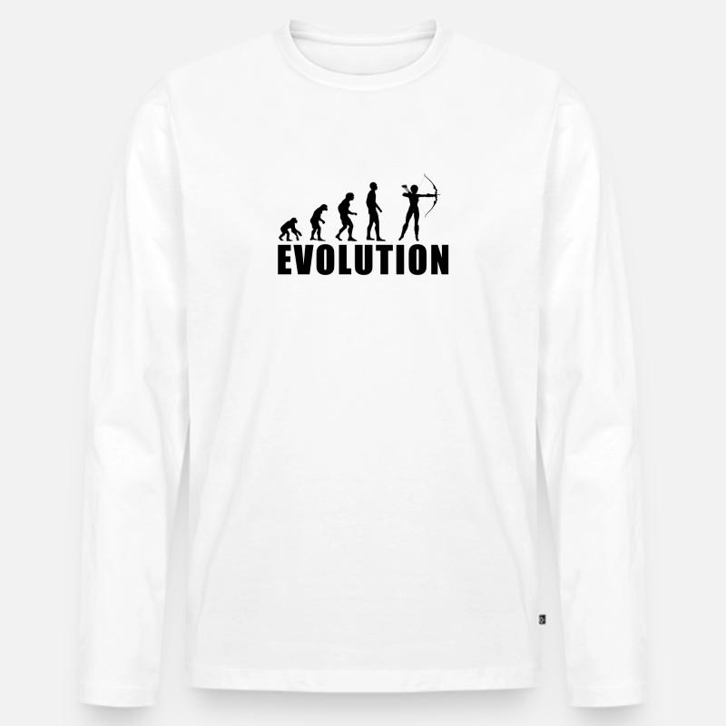 EVOLUTION BOGENSCHIESSEN Geschenk - Männer Premium Bio Langarmshirt - Weiß