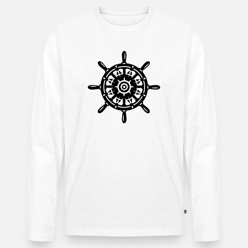 Steuerrad - Männer Premium Bio Langarmshirt - Weiß