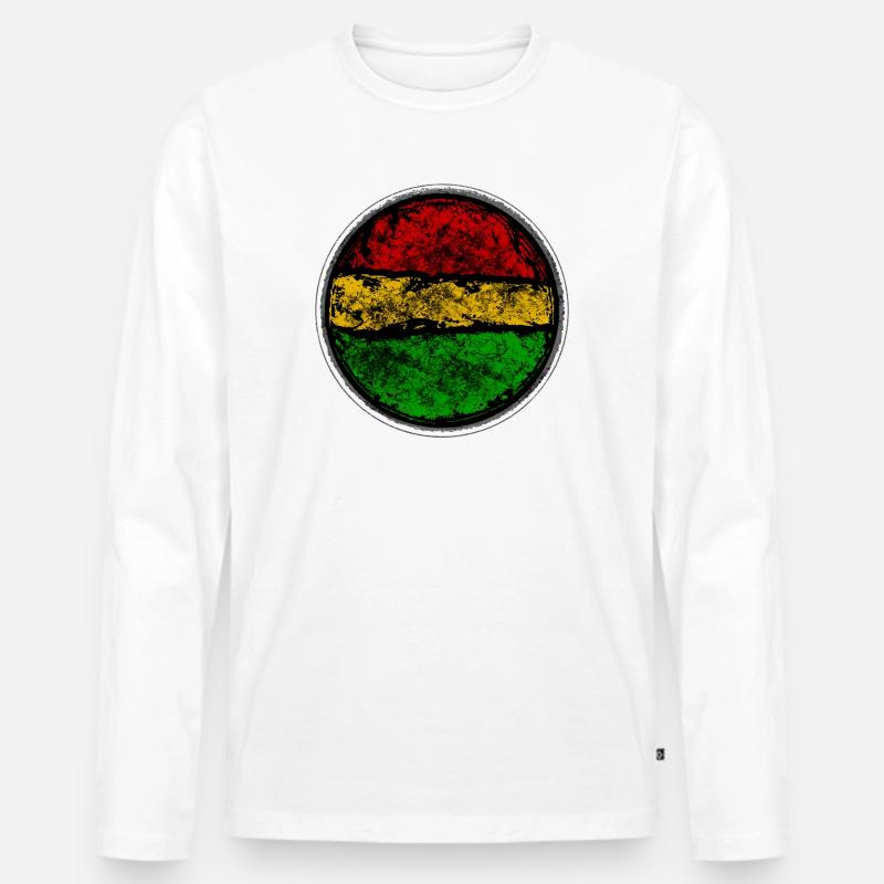 Abstraktes Retro Reggae Flag Design - Männer Premium Bio Langarmshirt - Weiß
