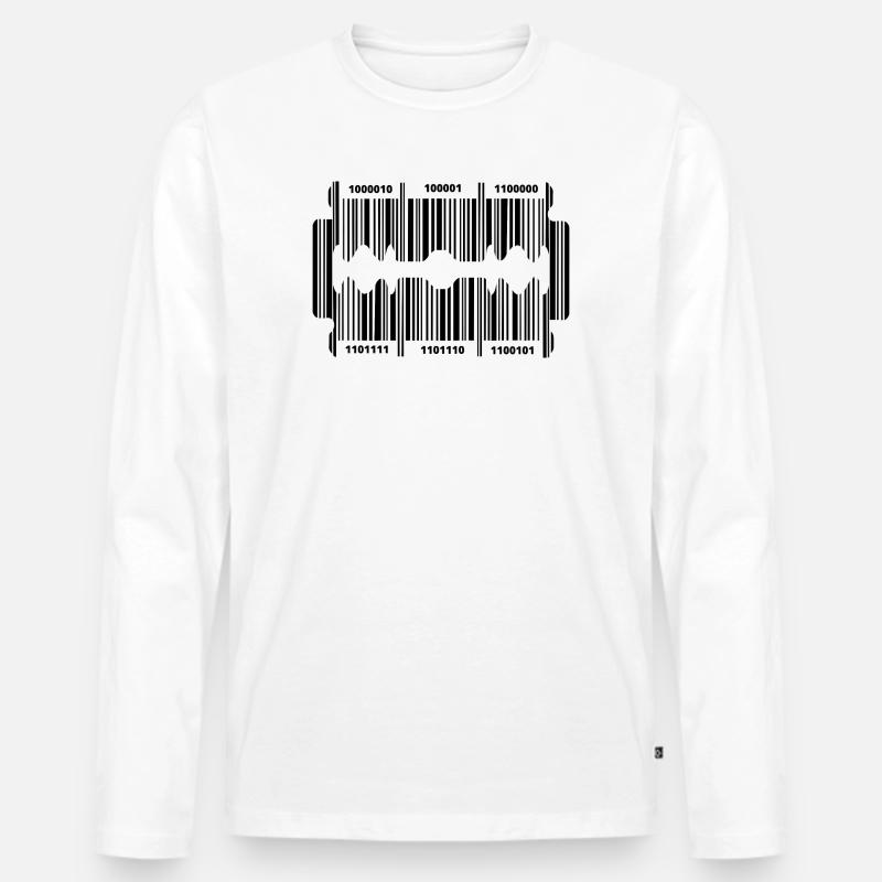 Razor blade with secret code - Men's Premium Organic Long Sleeve Shirt - white