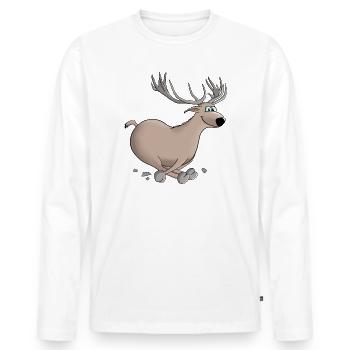 Hirsch - Hirsch - Hirsch - Männer Premium Bio Langarmshirt - Weiß - Vorne - Nico (187cm)