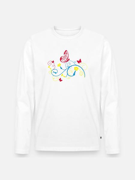 Schmetterling - Männer Premium Bio Langarmshirt - Weiß