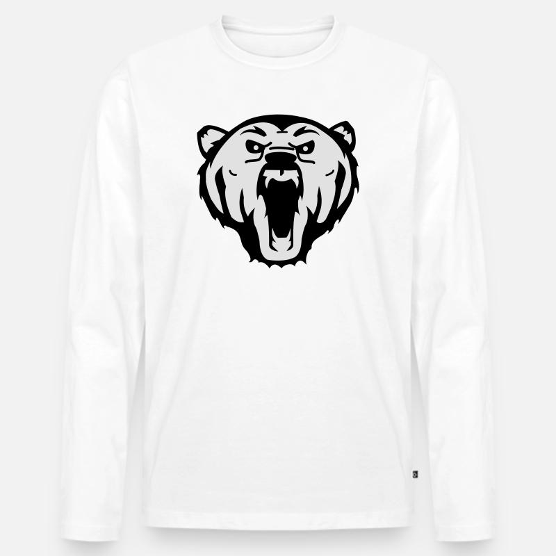 bear Bär grizzly - Männer Premium Bio Langarmshirt - Weiß