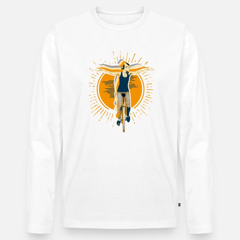 Einrad | Fly4You - Männer Premium Bio Langarmshirt - Weiß