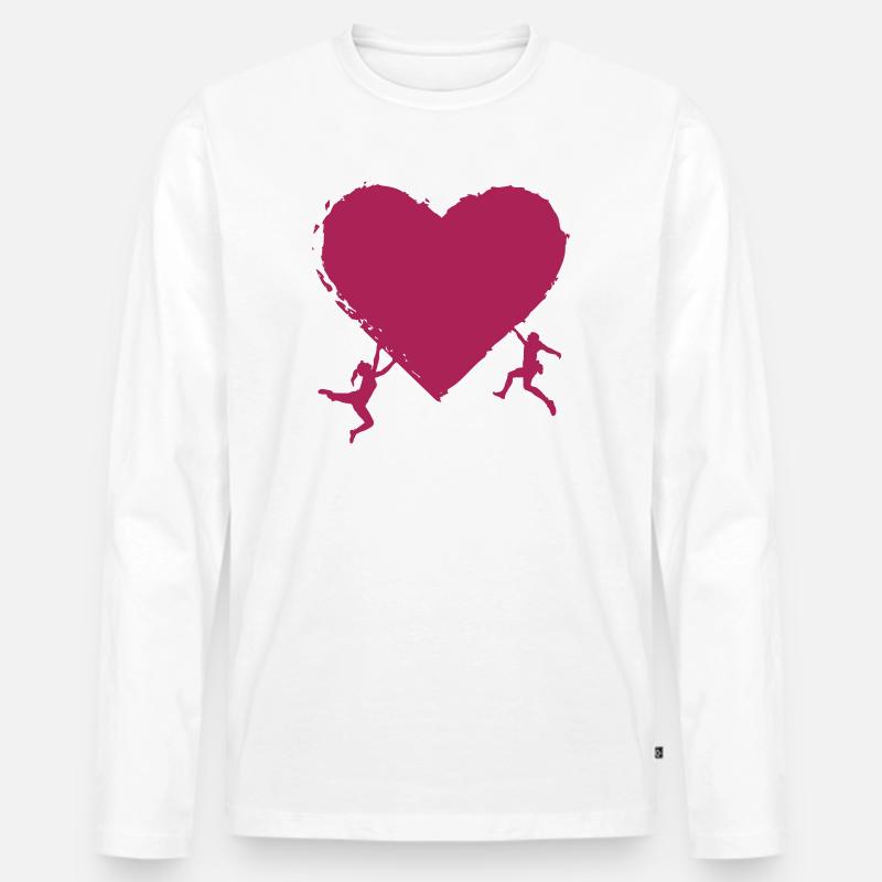 Klettern und Liebe zum Valentinstag - Männer Premium Bio Langarmshirt - Weiß