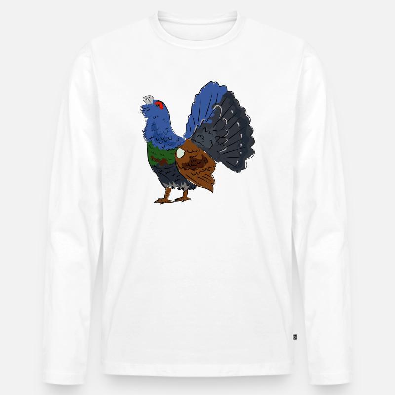 Farbiger Auerhahn mit buntem Gefieder - Männer Premium Bio Langarmshirt - Weiß