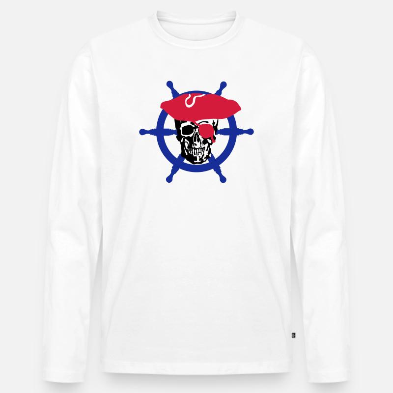 Piratenkopf - Männer Premium Bio Langarmshirt - Weiß
