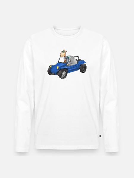 Elephant and giraffe in buggy - Men's Premium Organic Long Sleeve Shirt - white