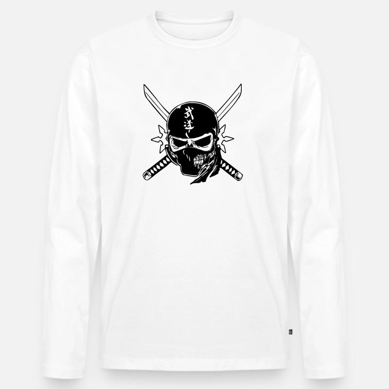 ninja skull - Männer Premium Bio Langarmshirt - Weiß