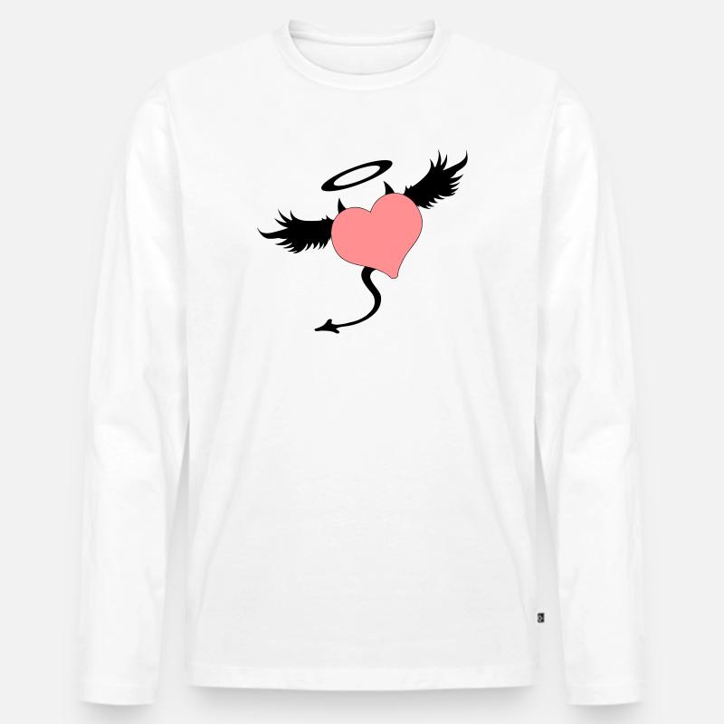 Halb Engel & Teufel - Männer Premium Bio Langarmshirt - Weiß