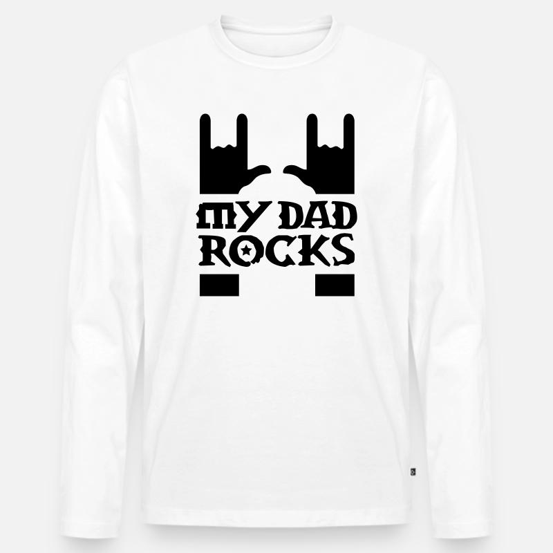 papa - my dad rocks - Männer Premium Bio Langarmshirt - Weiß