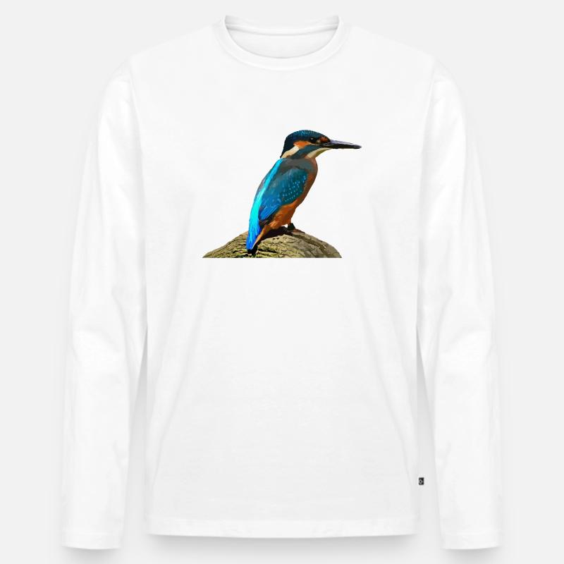 Kingfisher - Männer Premium Bio Langarmshirt - Weiß
