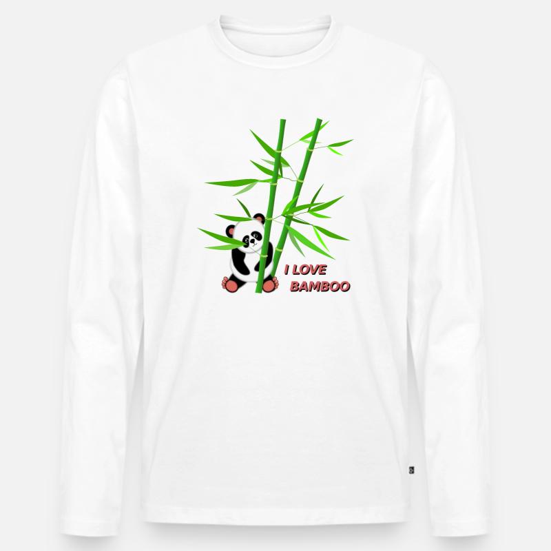 Fleda Maus Design: I love bamboo - Männer Premium Bio Langarmshirt - Weiß