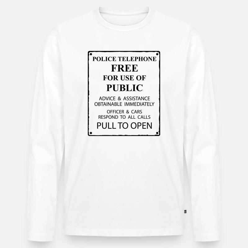 police box text - Männer Premium Bio Langarmshirt - Weiß