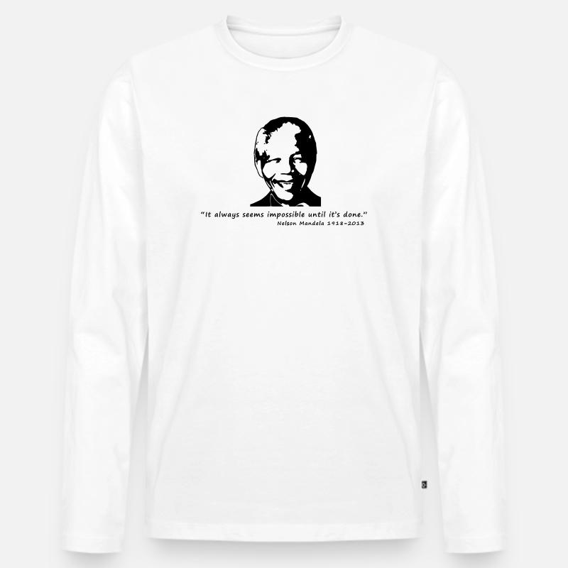 Nelson Mandela - Männer Premium Bio Langarmshirt - Weiß