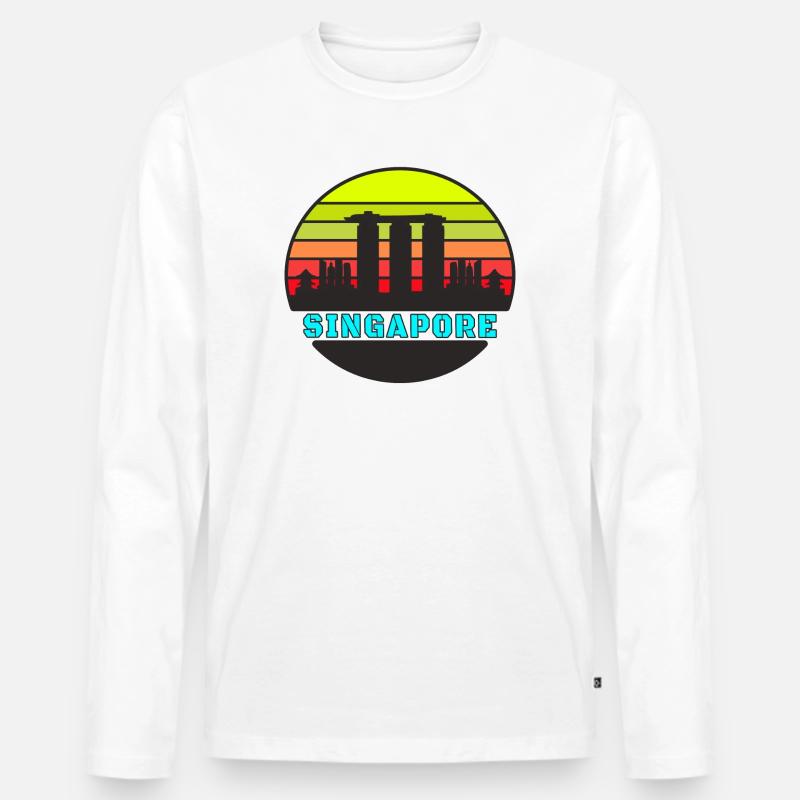 Singapur Skyline / Geschenk Singapore - Männer Premium Bio Langarmshirt - Weiß