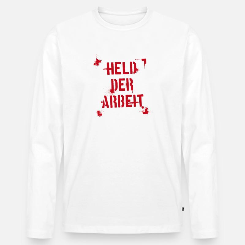 Held der Arbeit - rot - Männer Premium Bio Langarmshirt - Weiß