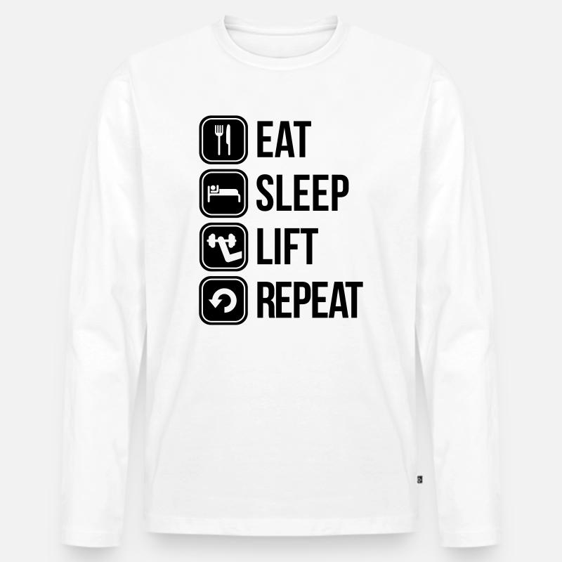eat sleep lift repeat - Männer Premium Bio Langarmshirt - Weiß