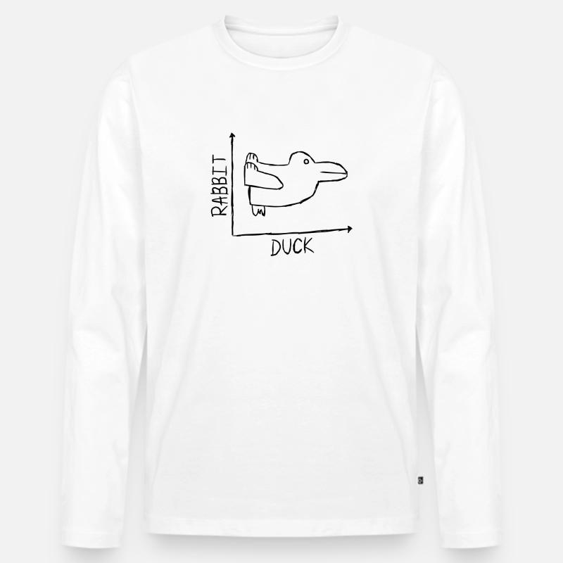 Rabbit Duck - Männer Premium Bio Langarmshirt - Weiß