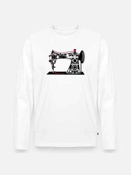 An antique sewing machine - Men's Premium Organic Long Sleeve Shirt - white