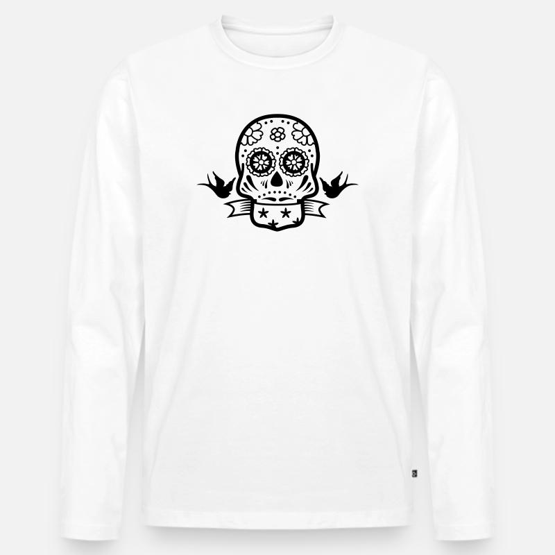Schädel old school - Männer Premium Bio Langarmshirt - Weiß