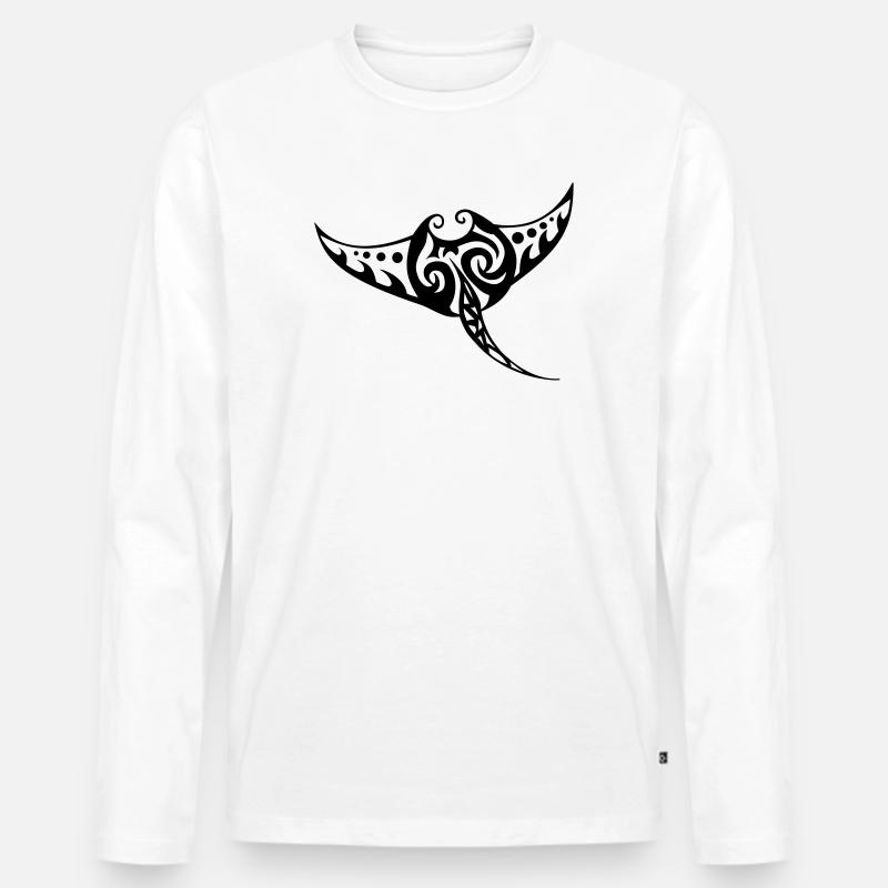 Manta Rochen - Männer Premium Bio Langarmshirt - Weiß