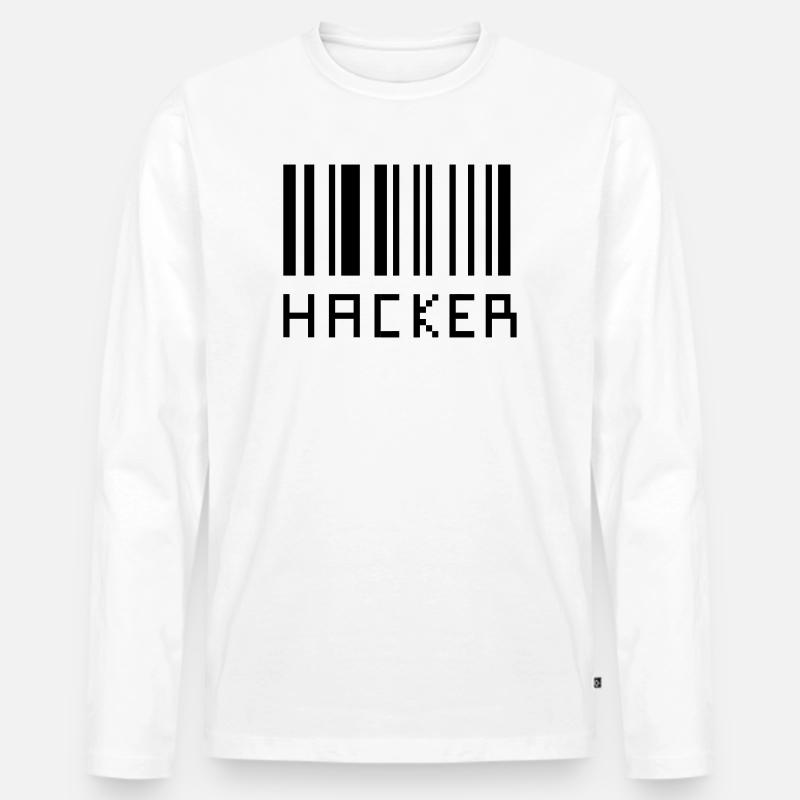 Hacker - Männer Premium Bio Langarmshirt - Weiß