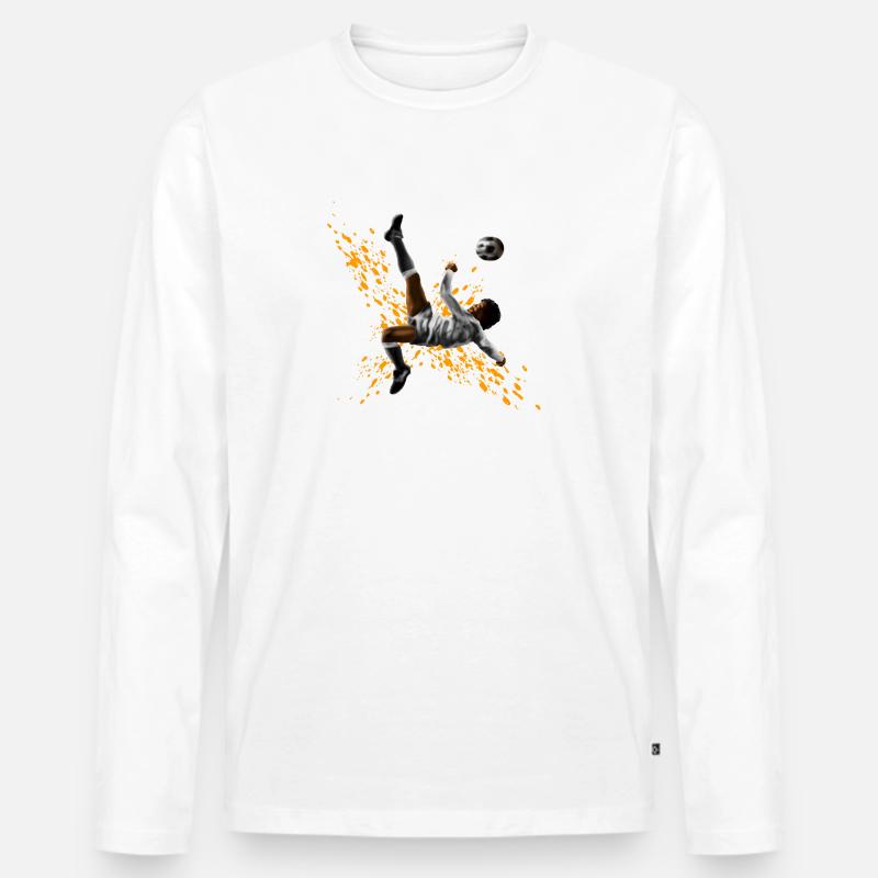 Fußball - Männer Premium Bio Langarmshirt - Weiß