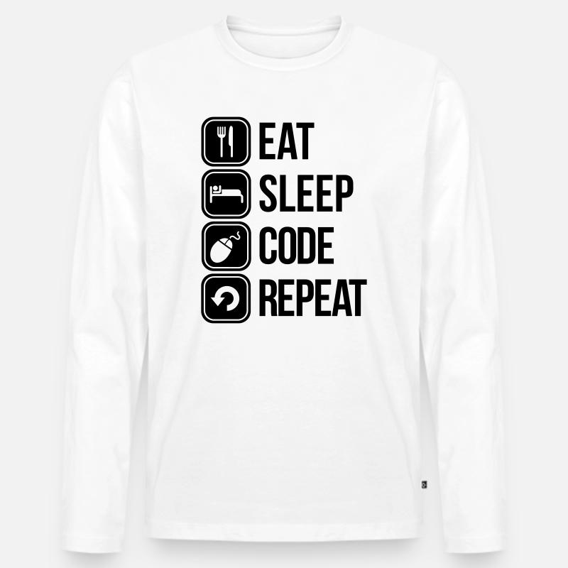 eat sleep code - Männer Premium Bio Langarmshirt - Weiß