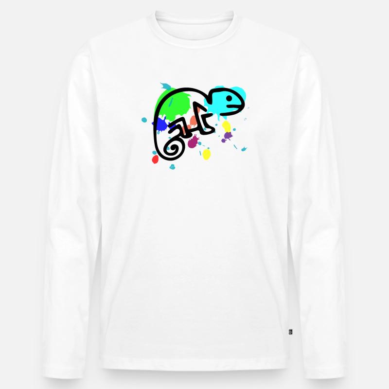 Buntes Chamäleon - Männer Premium Bio Langarmshirt - Weiß