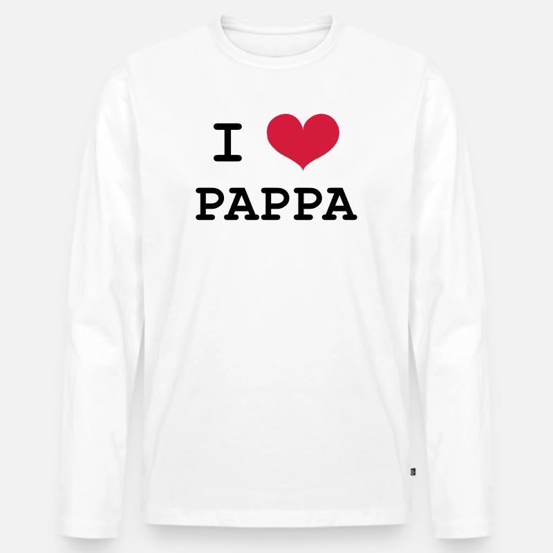 I Love Pappa - Männer Premium Bio Langarmshirt - Weiß