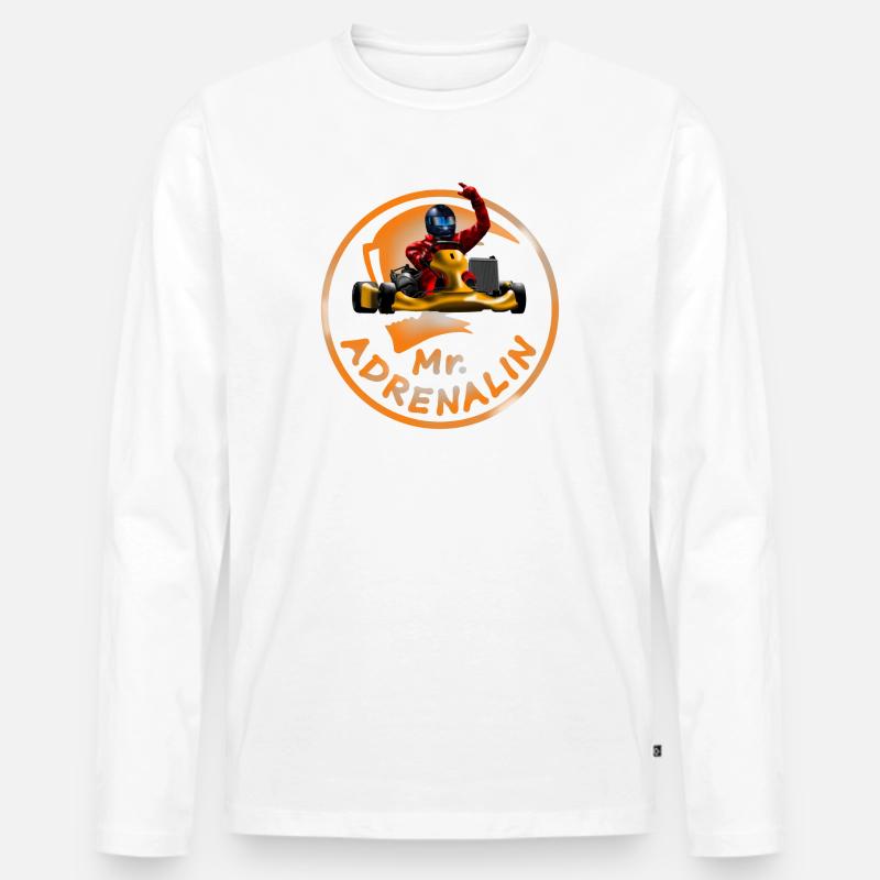 Karting Mr. Adrenalin - Männer Premium Bio Langarmshirt - Weiß