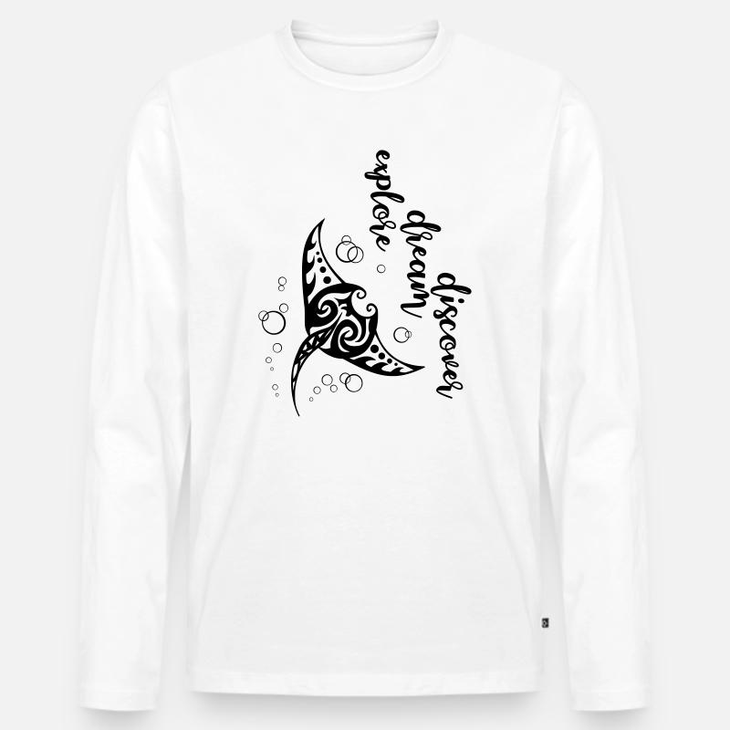 Explore Dream Discover - Manta - Männer Premium Bio Langarmshirt - Weiß